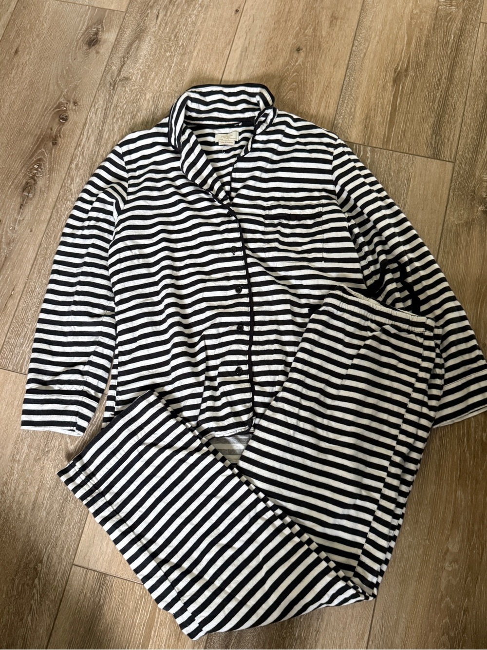 kate spade Black and White Striped Pajama Set
